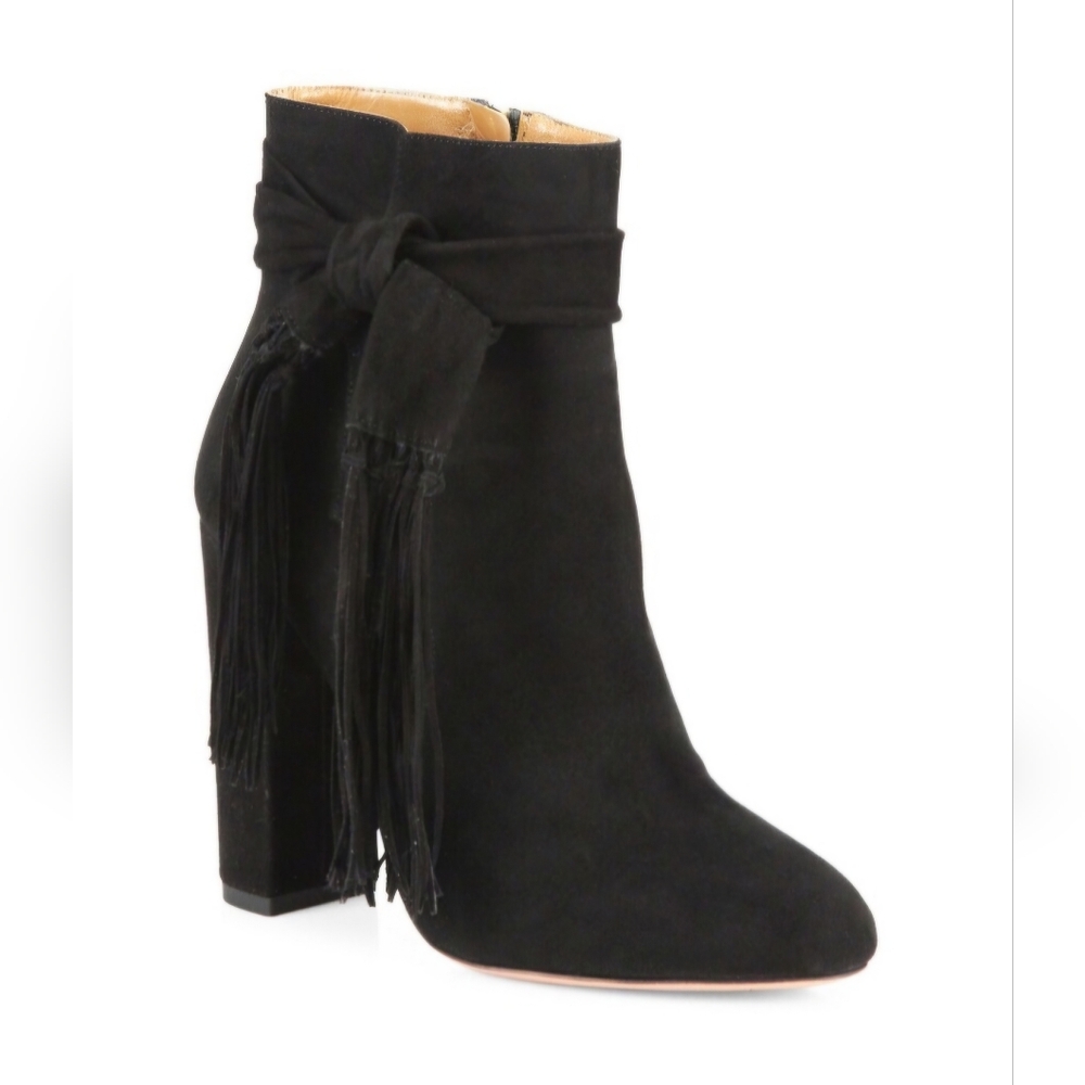 Betty Tassel Suede Block Suede Booties